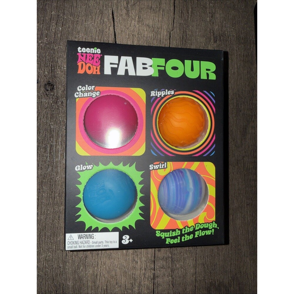 Needoh Teenie Fab Four 4-Pack Nee Doh Set of 4 - Color Change Ripples Glow Swirl